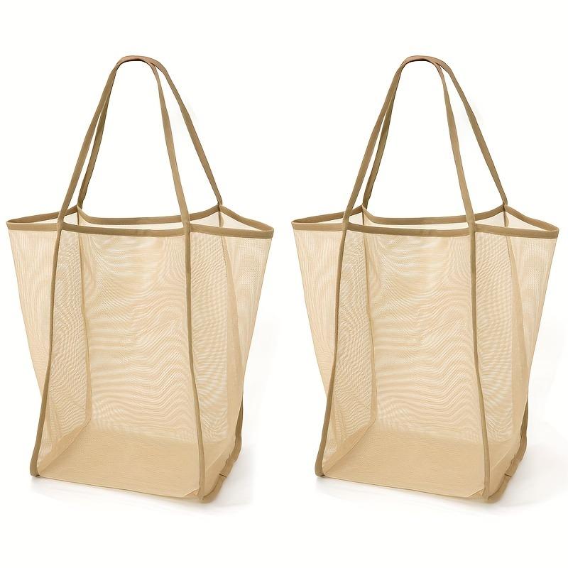 1/2pcs Large Mesh Beach Bag Set, Oversized Tote with Sturdy Handles for Travel,Vacation,Pool&Camping,Durable Storage Bag, Black