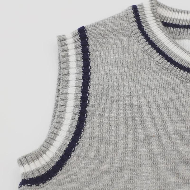 2025 Boys' Cartoon Knitted Sweater Vest - Korean Campus Style for Spring & Autumn