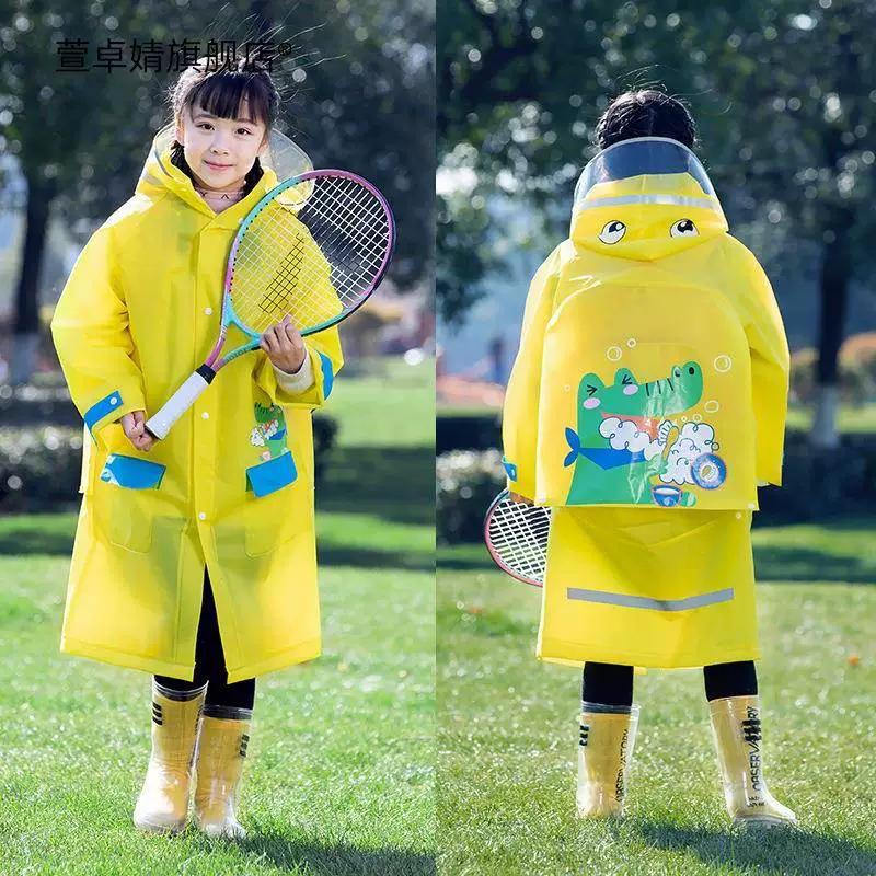 Raincoat Children's 3-6 Years Old Kindergarten Primary School Students with Schoolbag Position Poncho Cartoon Dinosaur Boys and Girls Lengthened