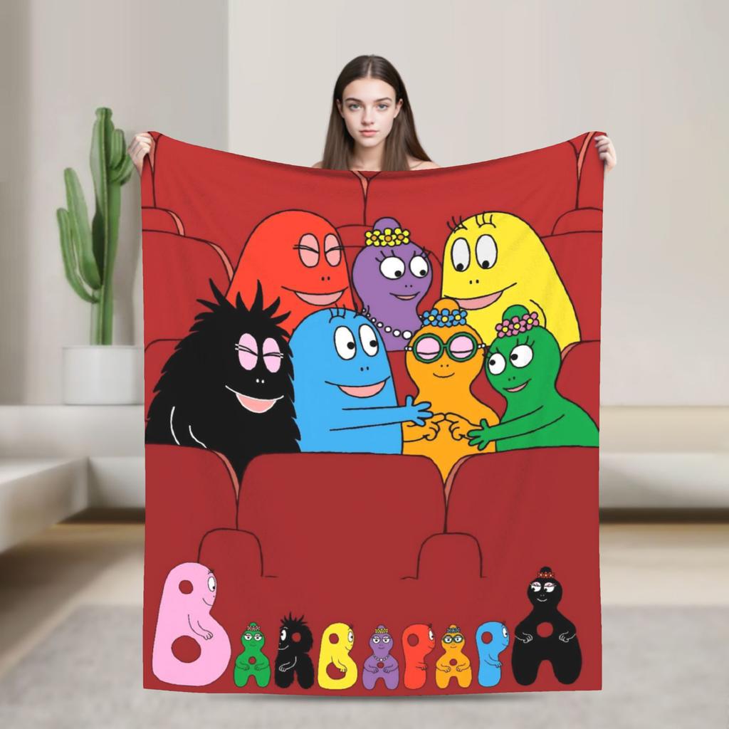 Kawaii Barbapapa Cartoon Throw Blanket for Couch Fuzzy Soft Plush Blanket 50x60 Inches Multiple Sizes Bedspreads for All Seasons