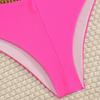 Sexy Metal Starfish Ornament Bikini Women Hot Pink Pleate Push Up High Waist Swimwear Beach Bathing Suit Holiday Swimsuit