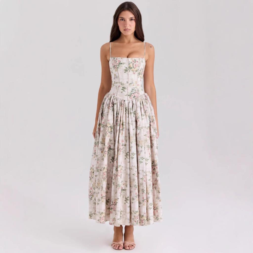 Temperament Elegant Gentle Wind Thin Floral Suspender Dress Fairy