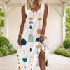 Women Plus Size Scoop Neck Sleeveless Printed A Line Maxi Dress