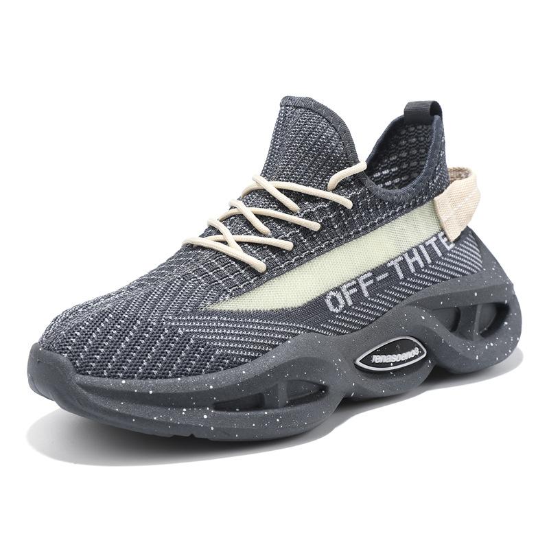 

Великого розміру татові кросівки осінь нові чоловічі туфлі на шнурівці дихаючі з мухотканини кросівки мода повсякденні спортивні туфлі 45 темно-сірий