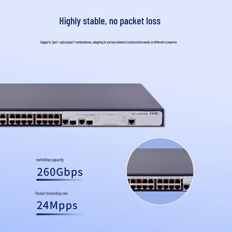 H3C S2626V2-PWR 26-Port Managed PoE Network Switch