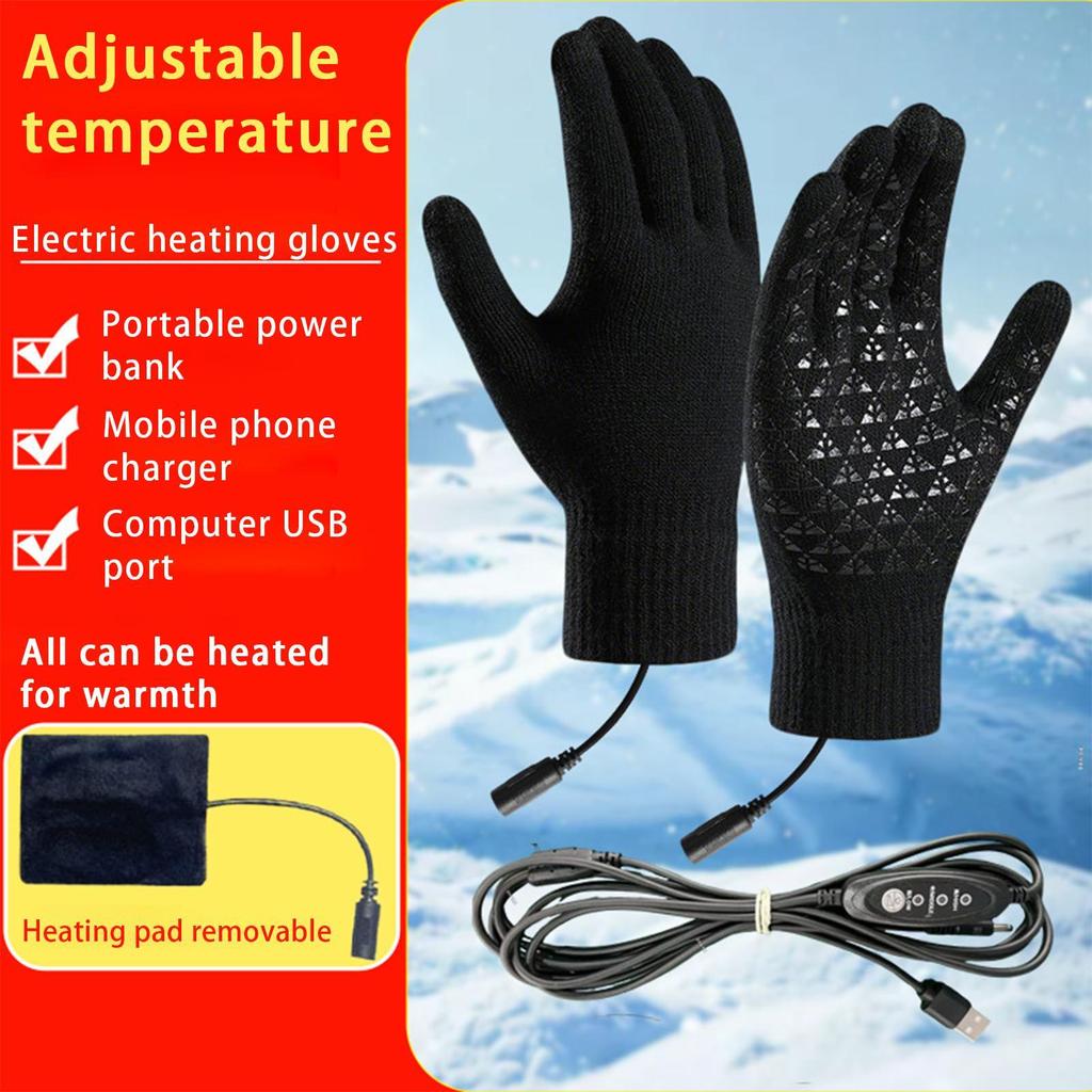 USB Rechargeable Heating Gloves Outdoor Snowboard Gloves Touchscreen Winter Thermal Gloves for Snowboarding Motorcycle Riding 