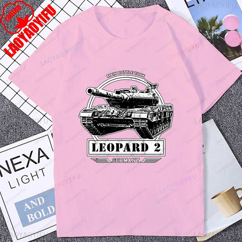 Main Battle Tank Leopard 2 World War 2 WW2 Printed Tshirt Fashion Harajuku Short Sleeve Military Fan Gift T Shirt Cotton Tshirt