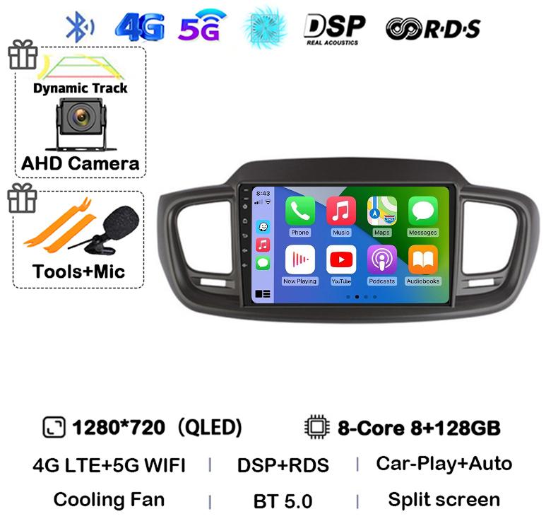 Android 14 WIFI+4G Car Radio For Kia Sorento 3 2015 2016 2017 2018 Carplay Auto GPS Multimedia Player Stereo 360 Camera Audio BT