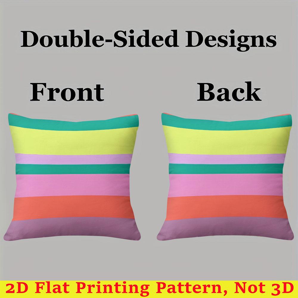 Vibrant Color Bands Square Jacquard Pillow Cover for Sofa Office Waist Cushion Cover Home Decorative Pillowcase
