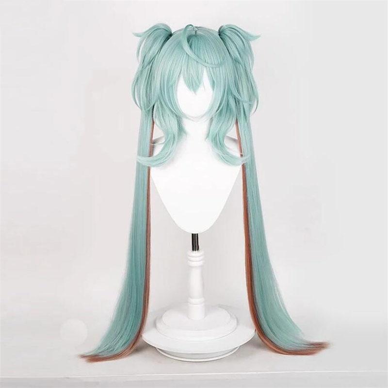 

Парик для косплея Miku Rascal Little Devil, длинный, голубой, с хвостиками, термостойкие синтетические волосы, парики для Хэллоуина в стиле аниме + шапочка для парика One Size