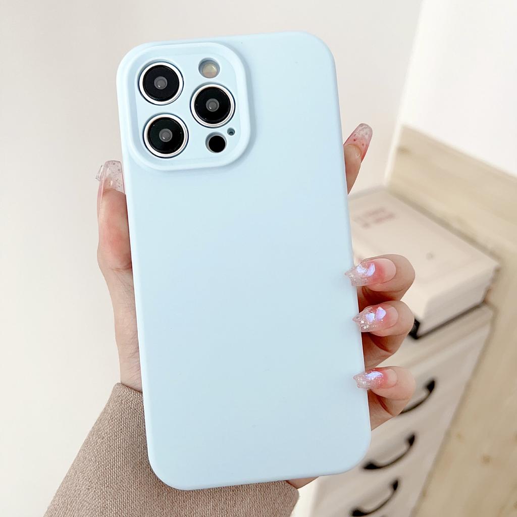 Liquid Apple Silicone Thickened Case Suitable for Apple 15PROMAX mobile phone case iPhone11 solid color 13/14