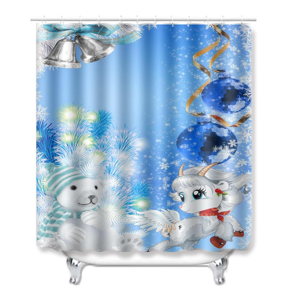 Hot Christmas Bathroom Shower Curtain Four-Piece Combination Floor Mat Bathroom Water-Absorbing Non-Slip Door Mat Carpet