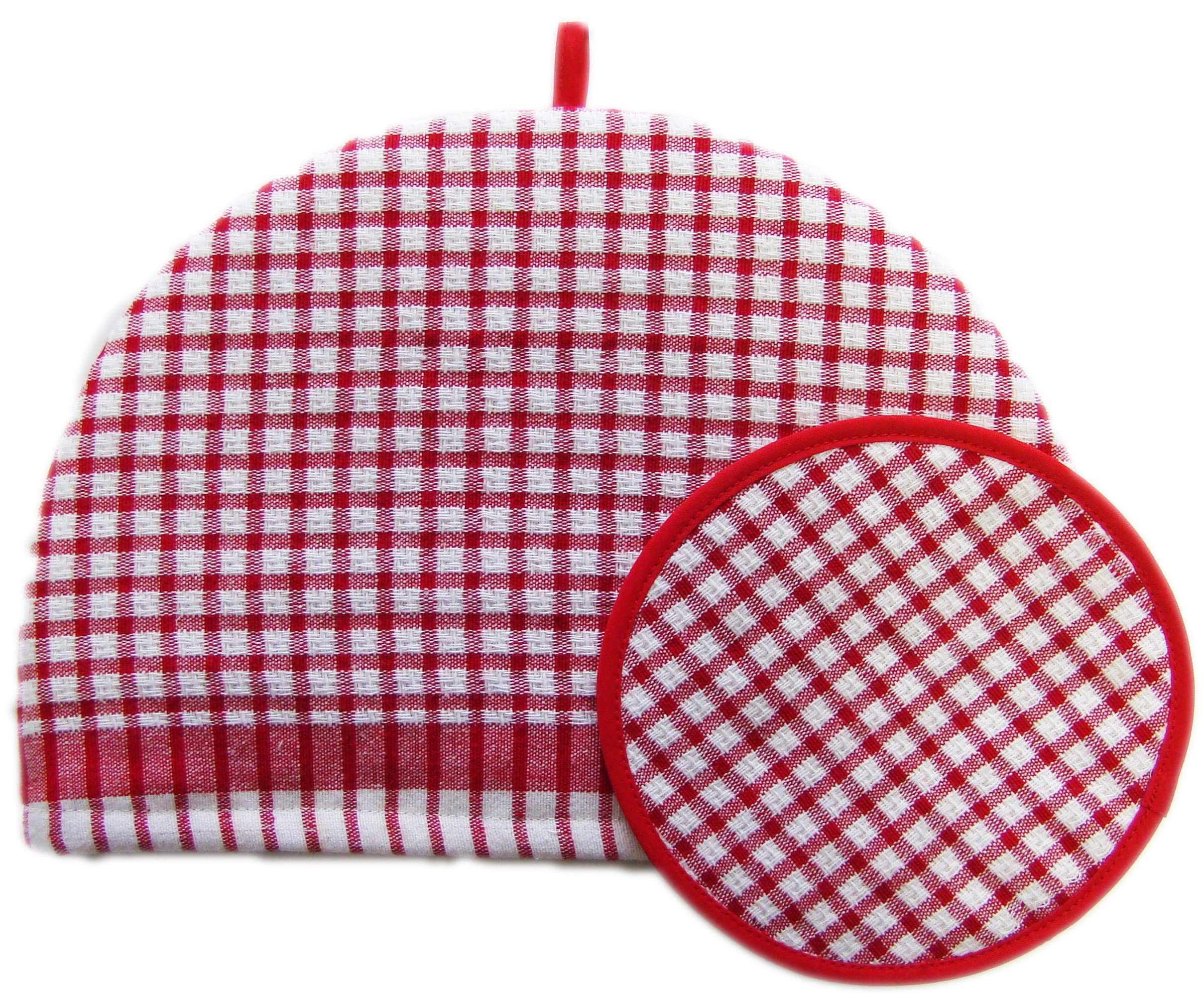 

Santens Tea Cozy Small & Pot Mat Set, Exotic Red (Made with Belgian Cloth)