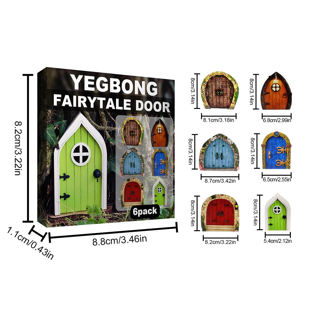 1/6 Pcs Mini Fairy Elf Door Wooden Landscape Dollhouse Interior Wall Garden Sculpture Door Craft Decoration Dollhouse Accessorie