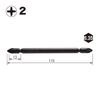 VESSEL Tapping Bit for Screws X H A14H ZP Double-Ended Self-Drilling +2 110mm, 10-Pack, Hardness (High Hardness)