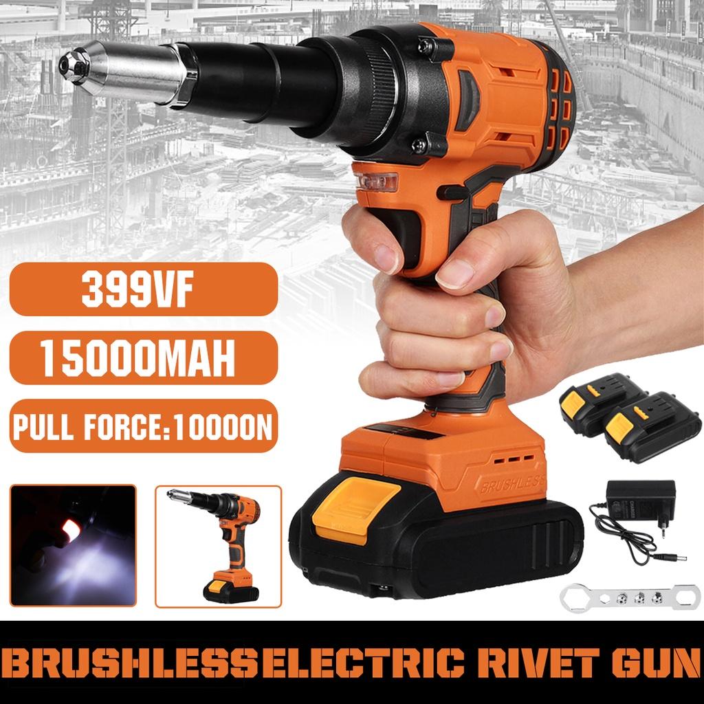 10000N Rivet Nut Guns Drill Insert Nut Pull Riveting Tool With LED Light Cordless Electric Rivet Gun