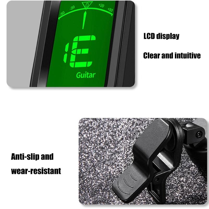 Guitar Tuner Clip On, Digital Electric Tuner with LCD Display, Guitar Metronome