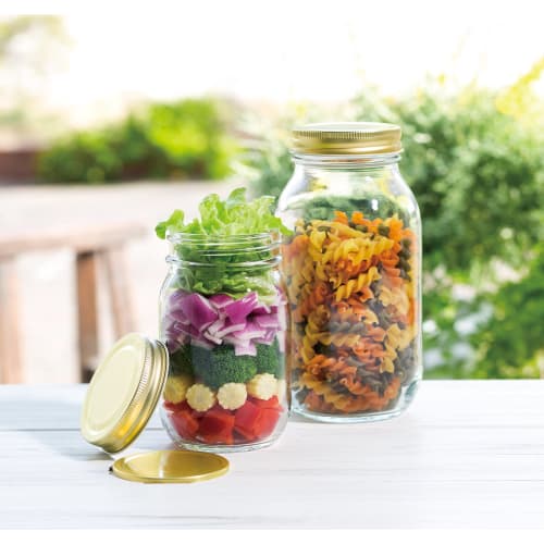 ADERIA Double-Cap Containers, 475ml, Set of 6, Made In Japan, Glass Storage Containers, Canisters, Airtight Containers for Condiments, Coffee Beans, D