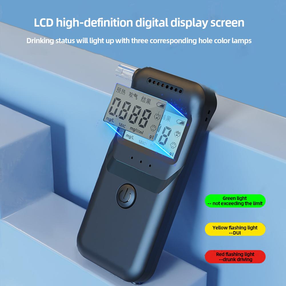 Digital Alcohol Breath Tester with 5 Mouthpieces LCD Display Portable Breathalyzer Alcoholometer for Personal & Professional Use
