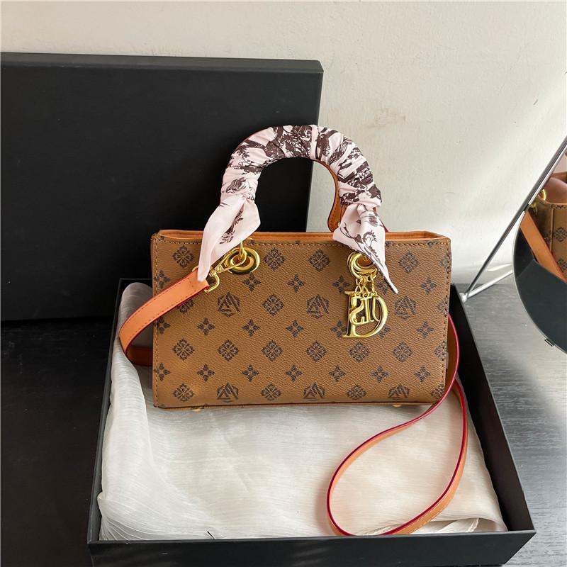 New high-end bag presbyopia silk scarf contrasting color Princess Diana bag portable shoulder women's bag