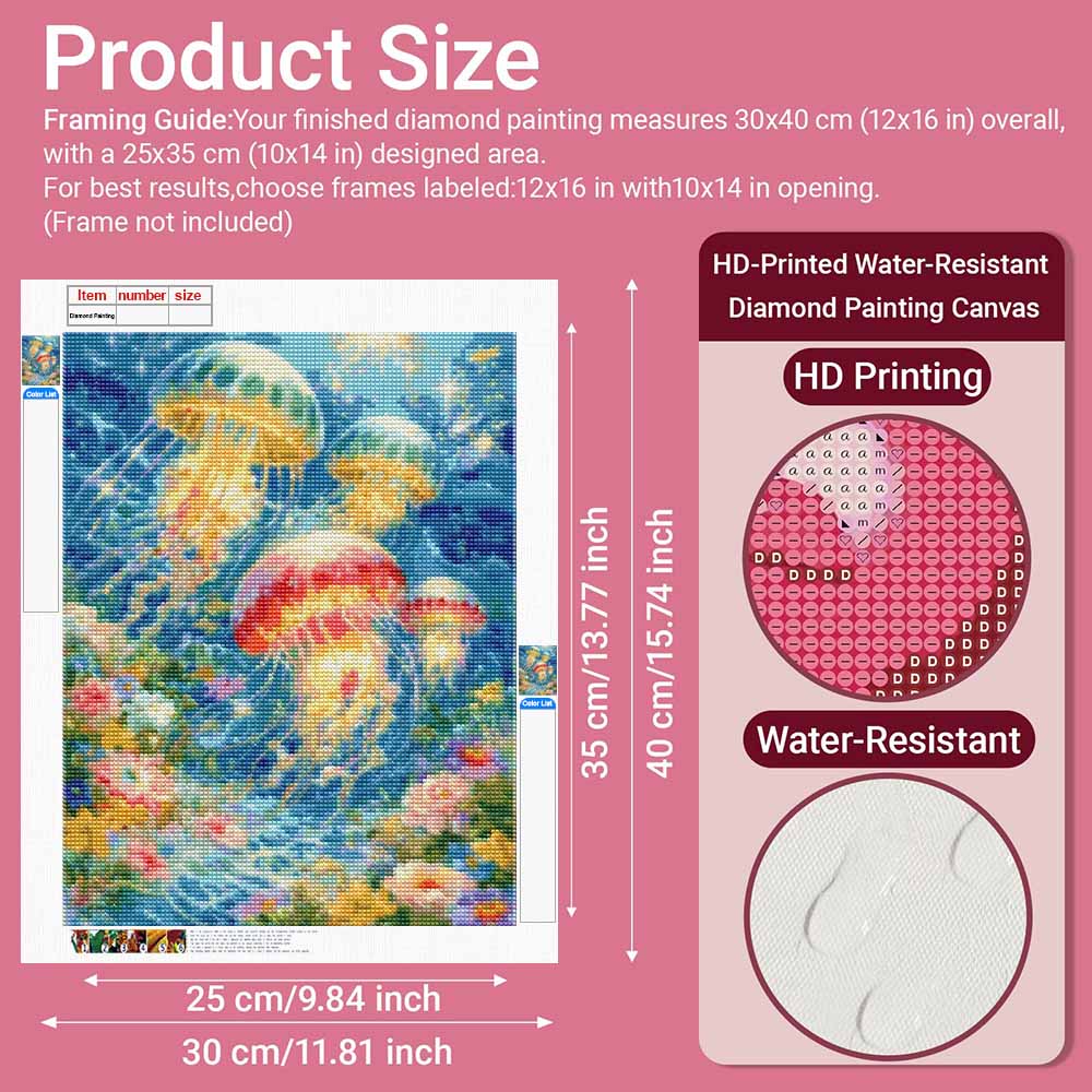 Jellyfish underwater ocean sea world Diamond painting DIY 5D home room decoration kit