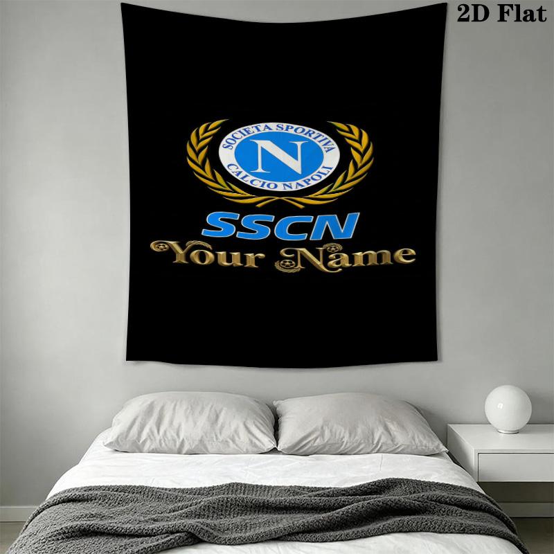 S.S.C. Napoli Custom Name Wall Tapestry Aesthetic Wall Hanging Printed Fabric Blanket Decorative Tapestries for Bedroom Living Room Home Decor