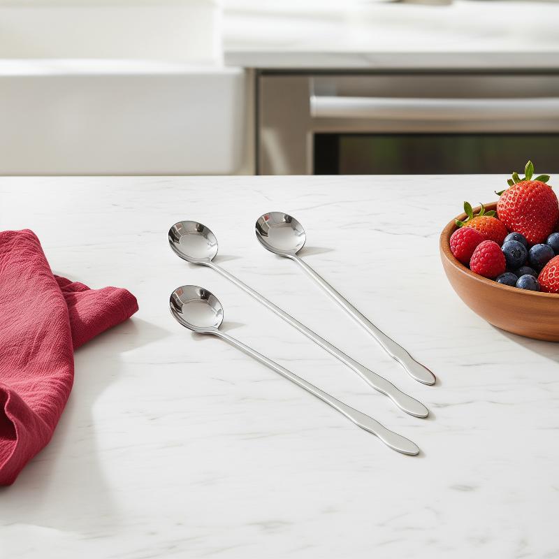 Elegant Stainless Steel Long Handle Stir Spoon With Eye Catching Design For Cocktail Making