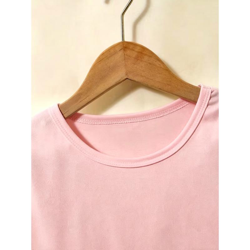 Girls Crew Neck Short Sleeve T-Shirt with Cartoon Tomato Surfing Print