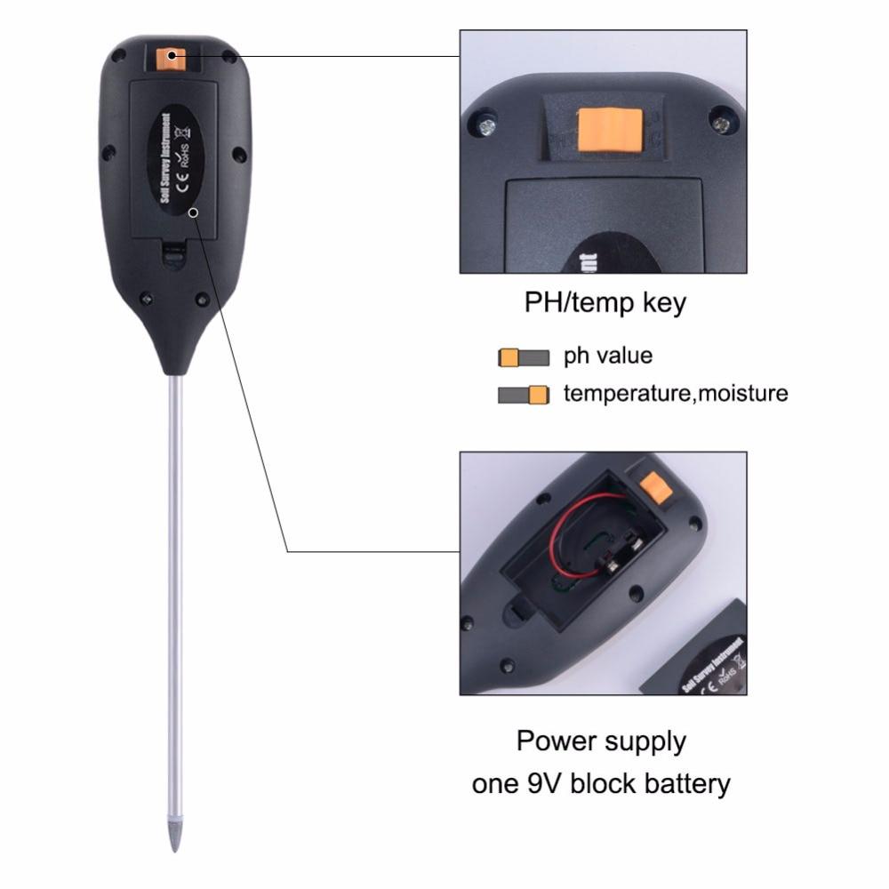 Nowy cyfrowy miernik wilgotności gleby 4 w 1 Miernik pH Tester temperatury światła słonecznego do roślin ogrodniczych z wyświetlaczem LCD