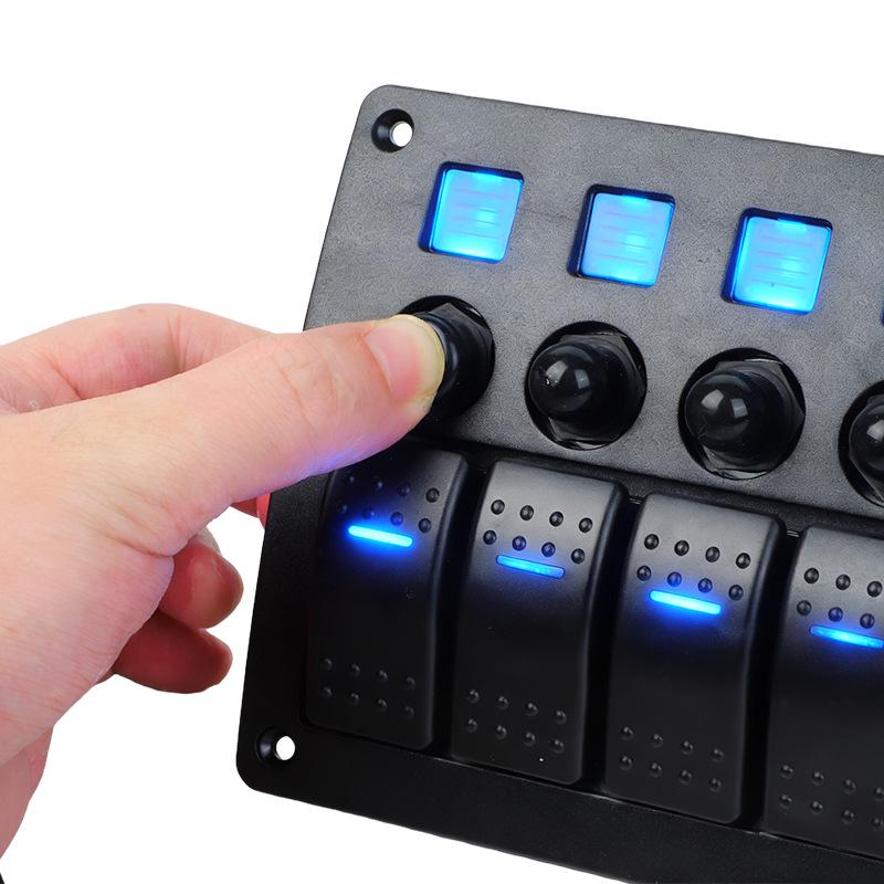 8-Position Universal Switch Panel with Overload Protection for Cruise Ships (12-24V)