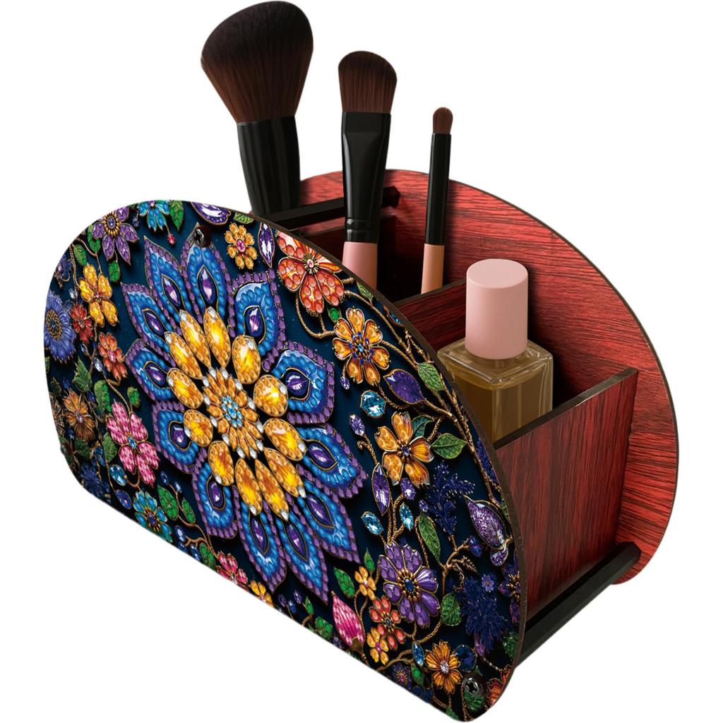 Completed Diamond Art Wooden Storage Box Handmade Storage Holder Case Makeup Brush Storage Box for Women Gifts Desktop Decor