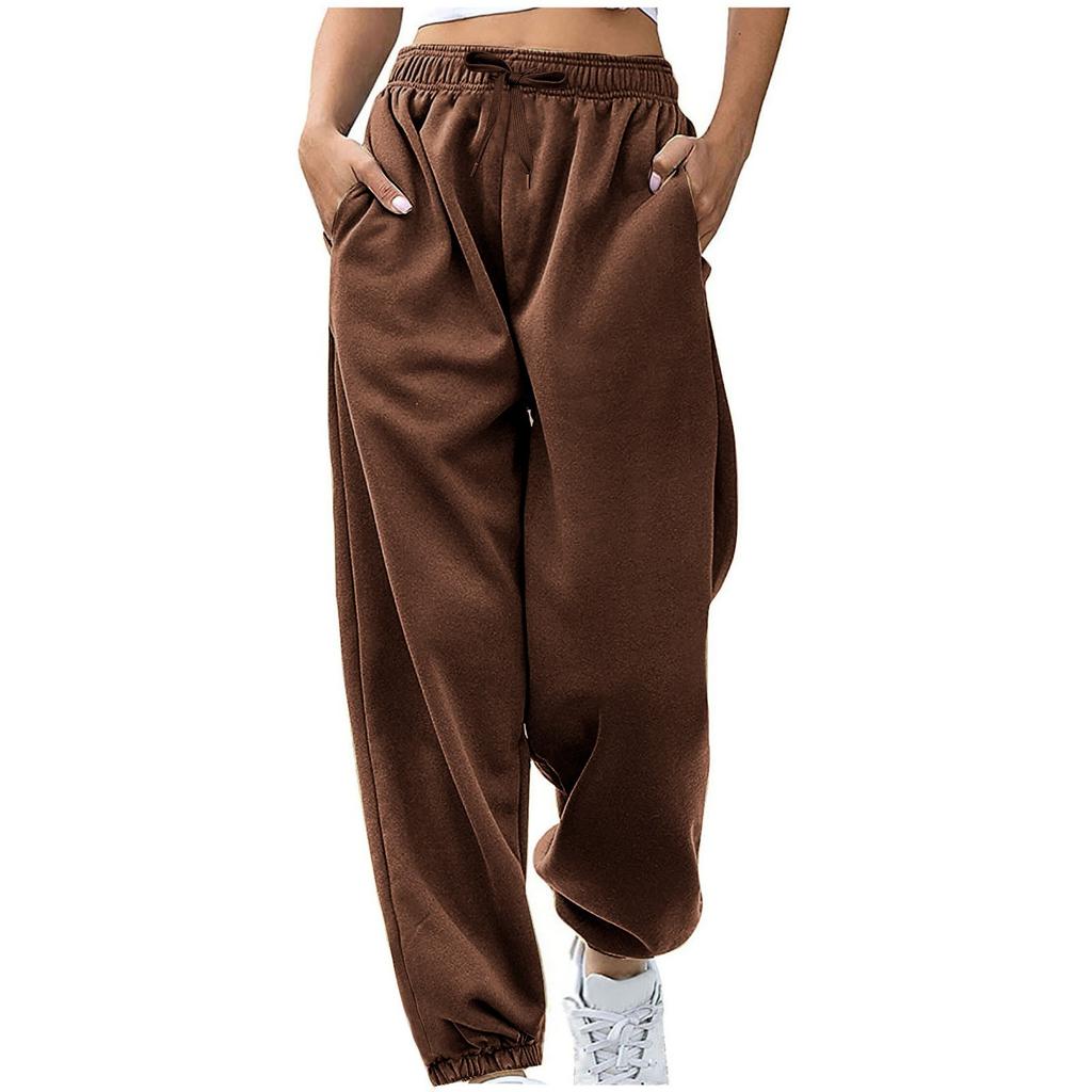 Women's Casual Pants High-waisted Belted Jogging Pants With Pockets