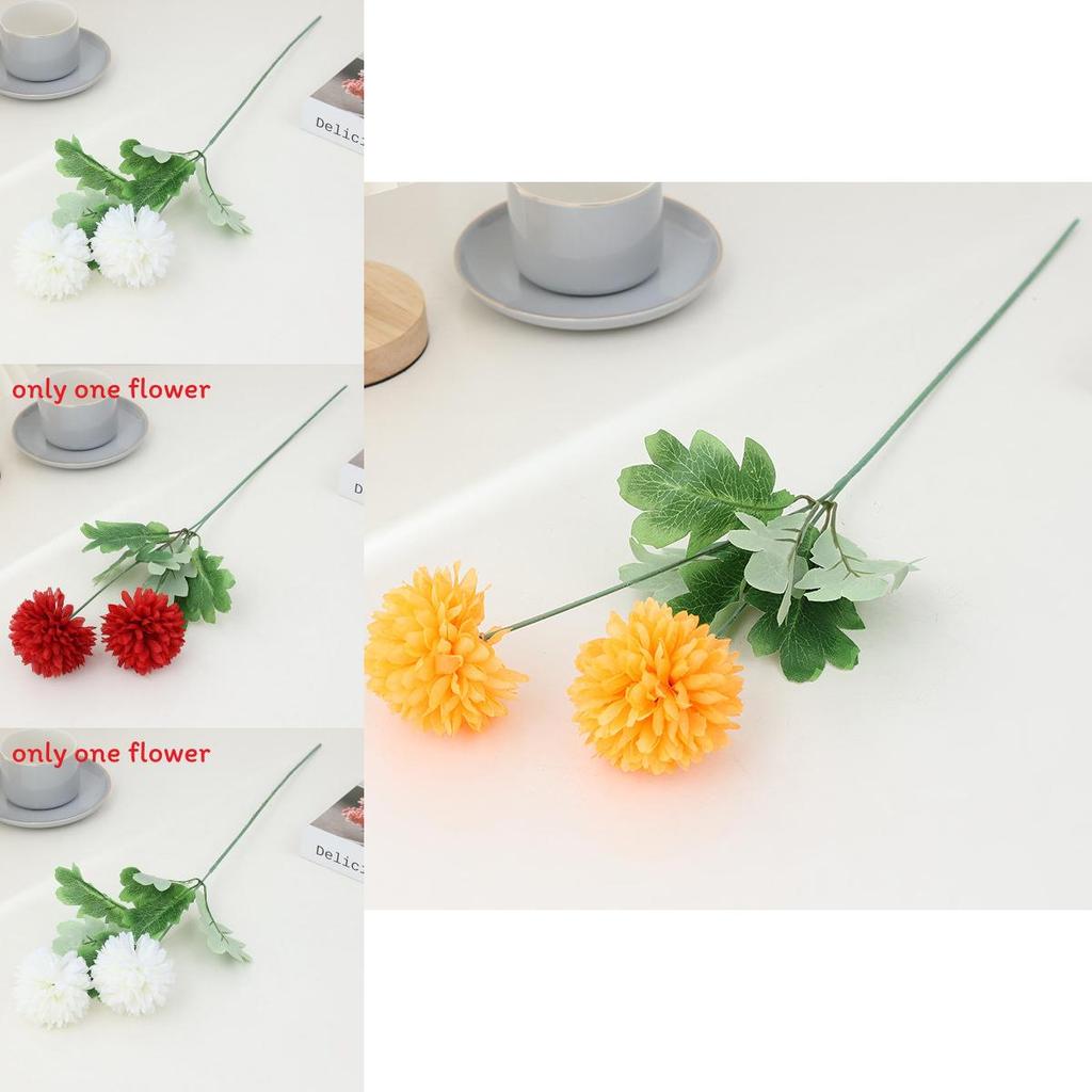 Silk Flower Long Doubleball Ping Pong Chrysanthemum For Wedding And Party Decor