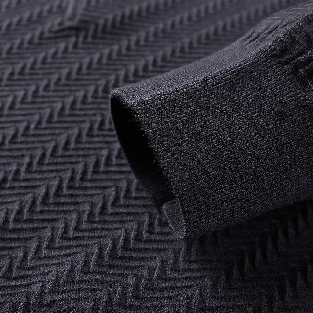 [Sheep Wool&Texture Jacquard] Spring and Autumn New Skin Friendly Breathable Men's Polo Knitted Collar