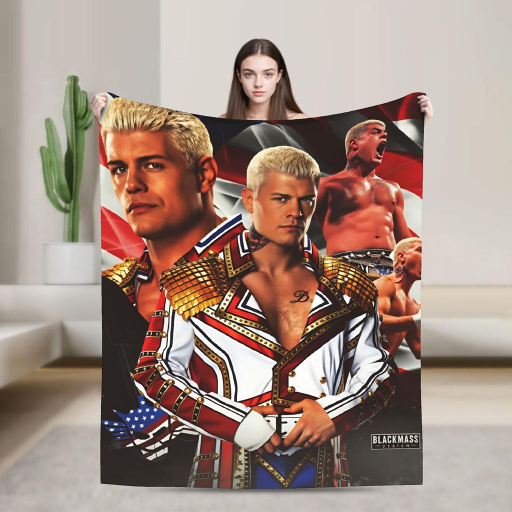 Super Soft Blanket Camping Cody Rhodes  Vintage Throw Blanket  Flannel Bedspread For Bedroom Street Trend Sofa Bed Cover