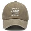Crazy Slogan Washed Baseball Cap Breathable Cotton Adjustable Sun Hat for Unisex