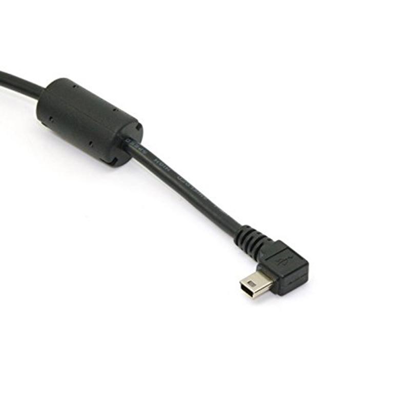 Mini USB B Type 5pin Male Right Angled 90 Degree To USB 2.0 Male Data Cable with Ferrite Core 5 Meters