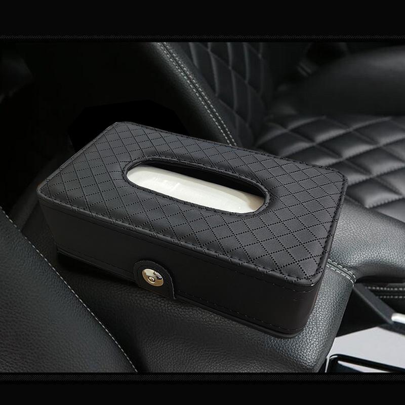 High Quality Leather Diamond Crown Car Tissue Box For Armrest Paper Holder Hanging for Auto Back Seat Headrest Organizer Storage