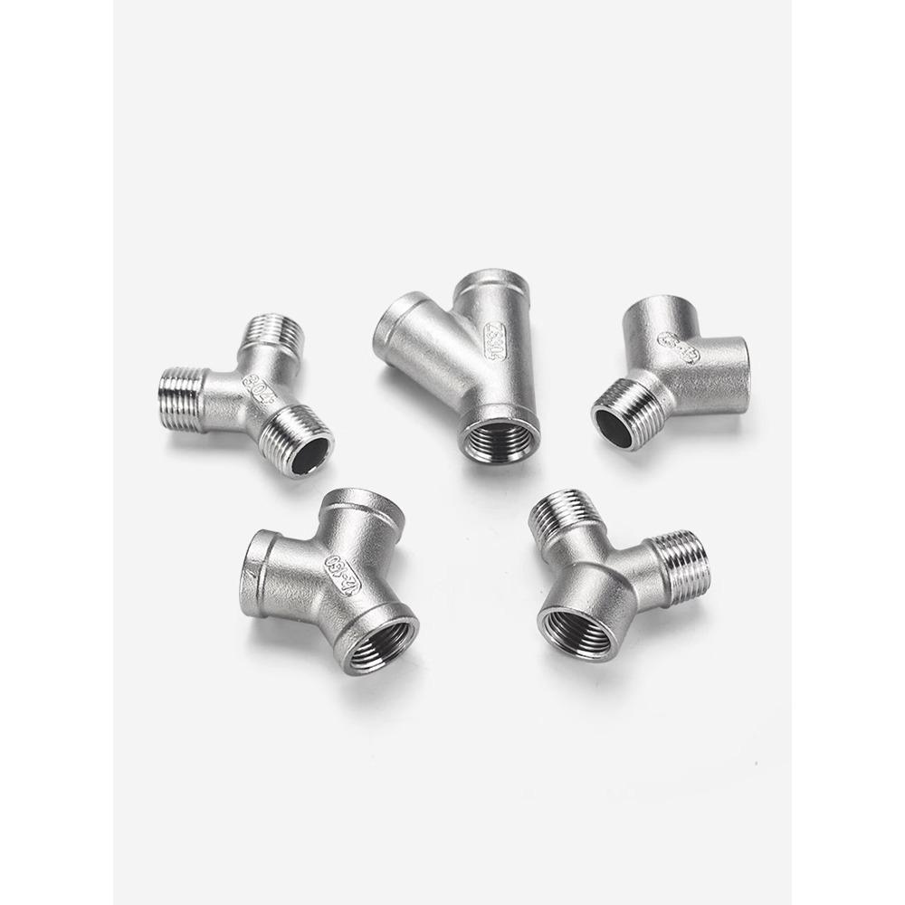 1/4" 3/8" 1/2" 3/4" 1" 1-1/4" 1-1/2" 2" BSP Female Y Shape 3 Ways Connector Coupler Splitter 304 Stainless Steel Pipe Fitting