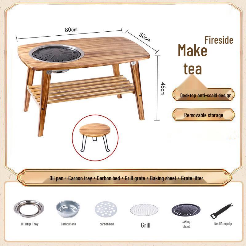 OEING Folding Charcoal BBQ & Tea Table Standard