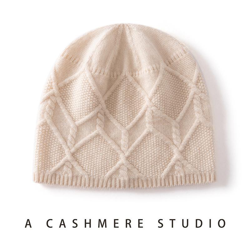 Cashmere hat women's autumn and winter warm knitted twisted hat pullover headgear l cold hat autumn and winter