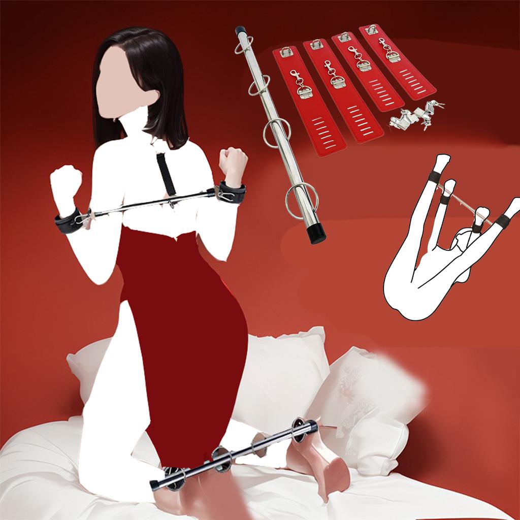 Bar Spreader Sex Toy Sexy Adult Female Restraint Handcuffs Leg Split Ankle Cuffs Kits SM Slaves Collar Leash Open Leg Set