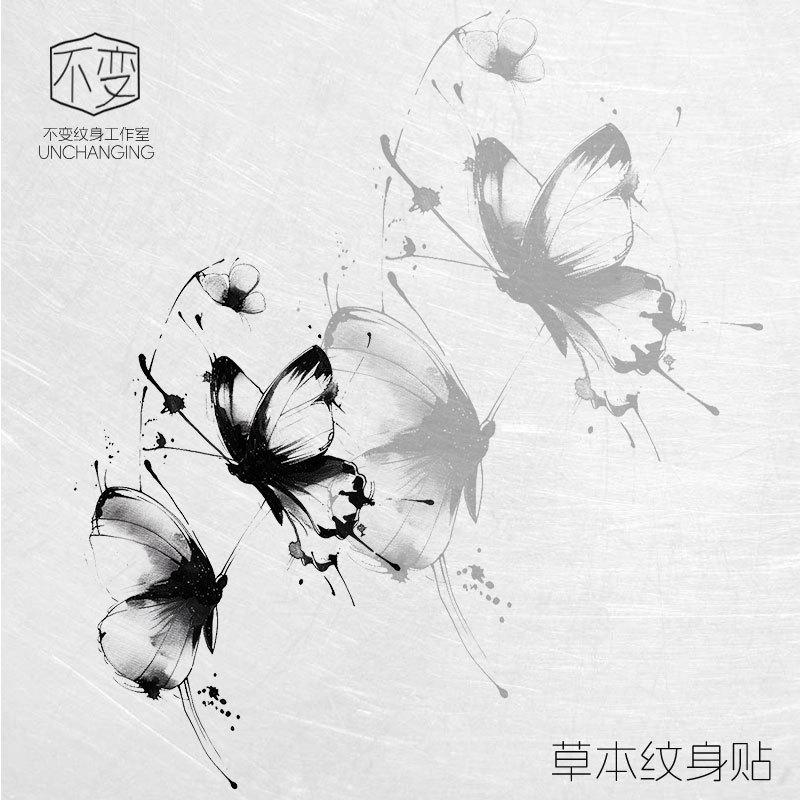 Schmetterling Kräutersaft Tattoo-Aufkleber, Nicht-reflektierendes realistisches Design, Langlebige wasserdichte Körperkunst für einen auffälligen Stil