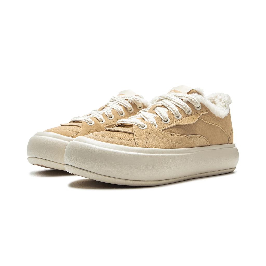 Li Ning Thermal Height Increasing Low Top Skateboard Shoes Women's Tea Brown AZGV270-1