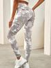 Rose Beauty A Camo Print Flap Pocket Side Running Yoga Stretch Leggings