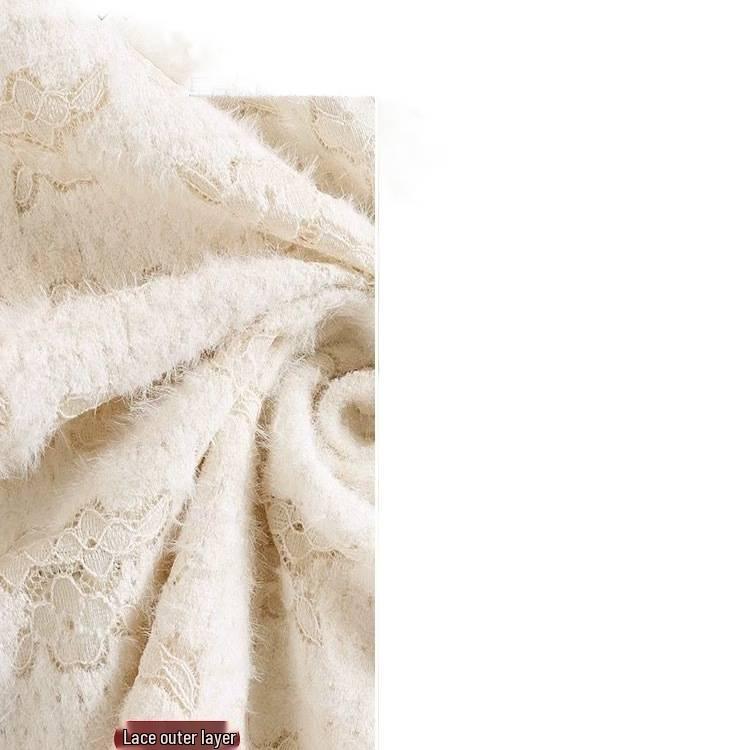 Dámská flanelová košile s vysokým límcem a krajkou - Stylová teplá základní vrstva pro podzim/zimu