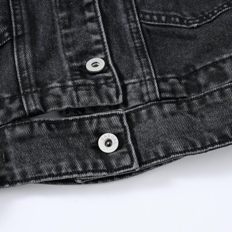 ZIMOXUAN Damen-Frühlings- und Herbst-Neuzugänge, Vintage-Jeansjacke in Blau mit hoher Taille, stilvolle Cowboy-Kurzjacke