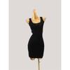 Western Style Sexy Square Collar Hollow-out Sleeveless Knitted Dress Women Autumn and Winter New Waist Hugging Slimming Sheath Vest Dress
