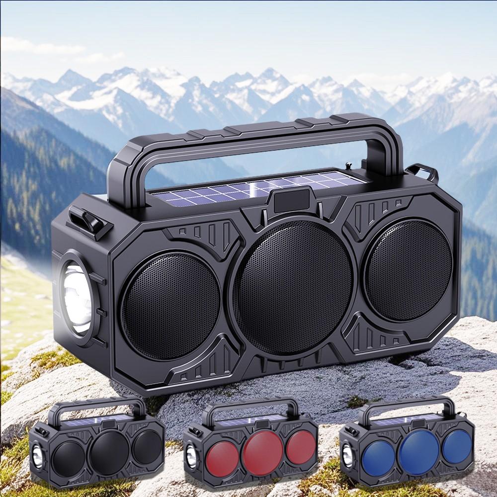 Solar Wireless Bluetooth Speaker Flashlight FM Radio TF USB MP3 Music Player