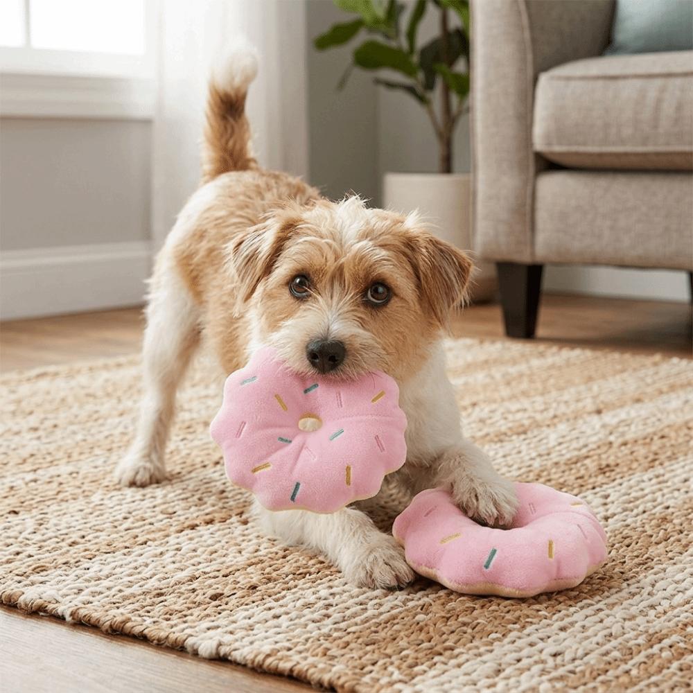 Runde Form Hundekauspielzeug Ring Plüschoberfläche Welpen Spielzeug Quietschendes Haustierspielzeug Tägliche Haustierunterhaltung